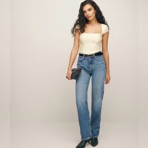 REFORMATION Cora Top In Ivory Brocade (4)